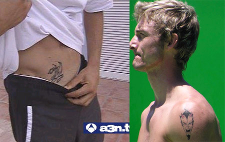 player Juan Carlos Ferrero has a permanent tattoo on his lower abdomen.